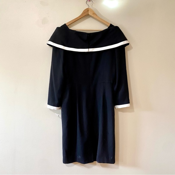 Vintage 80s Arnold Scaasi Dress Black White Classic Size 14 - NWT - Picture 4 of 9